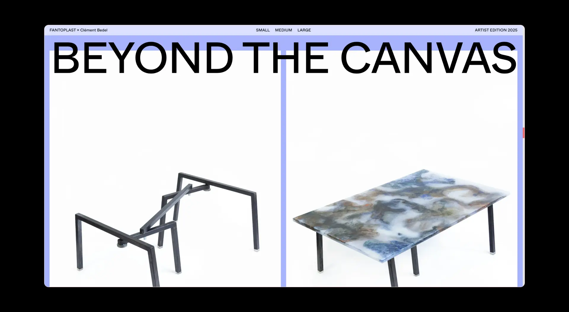 A screenshot of the landing page Beyond The Canvas