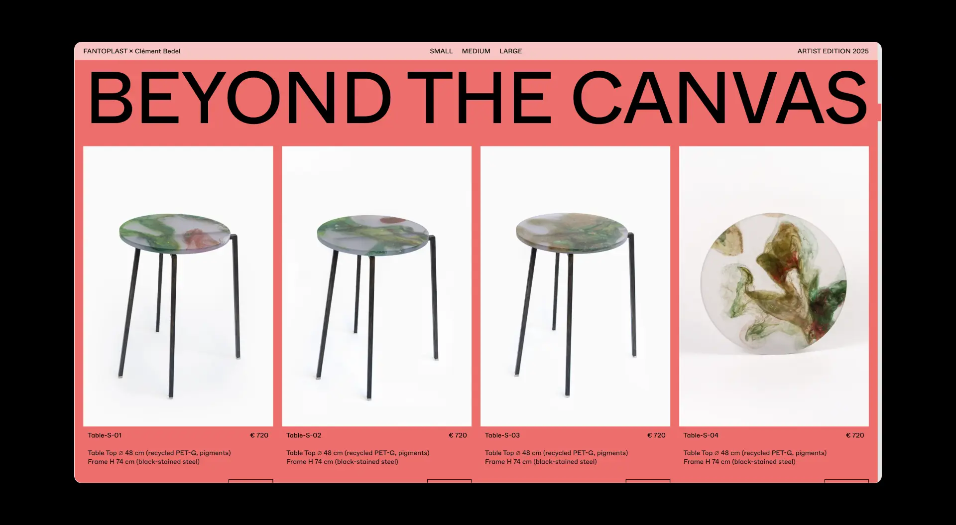 A screenshot of the landing page Beyond The Canvas